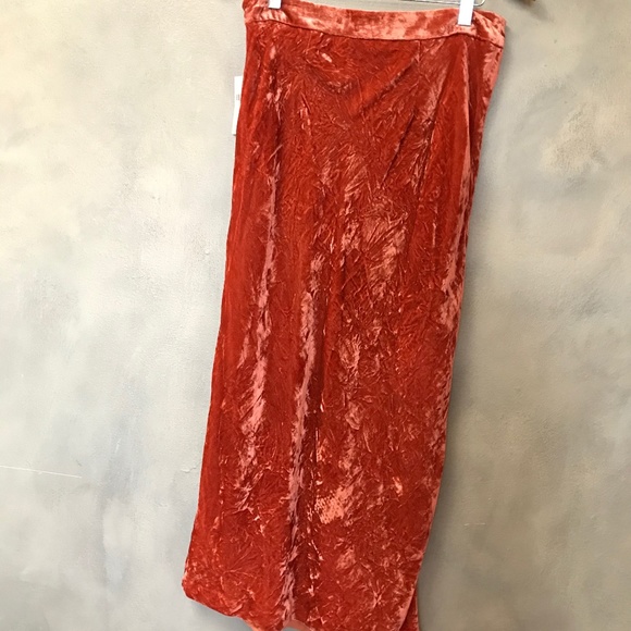 Anthropologie Maeve velvet midi skirt warm rust - Picture 5 of 8